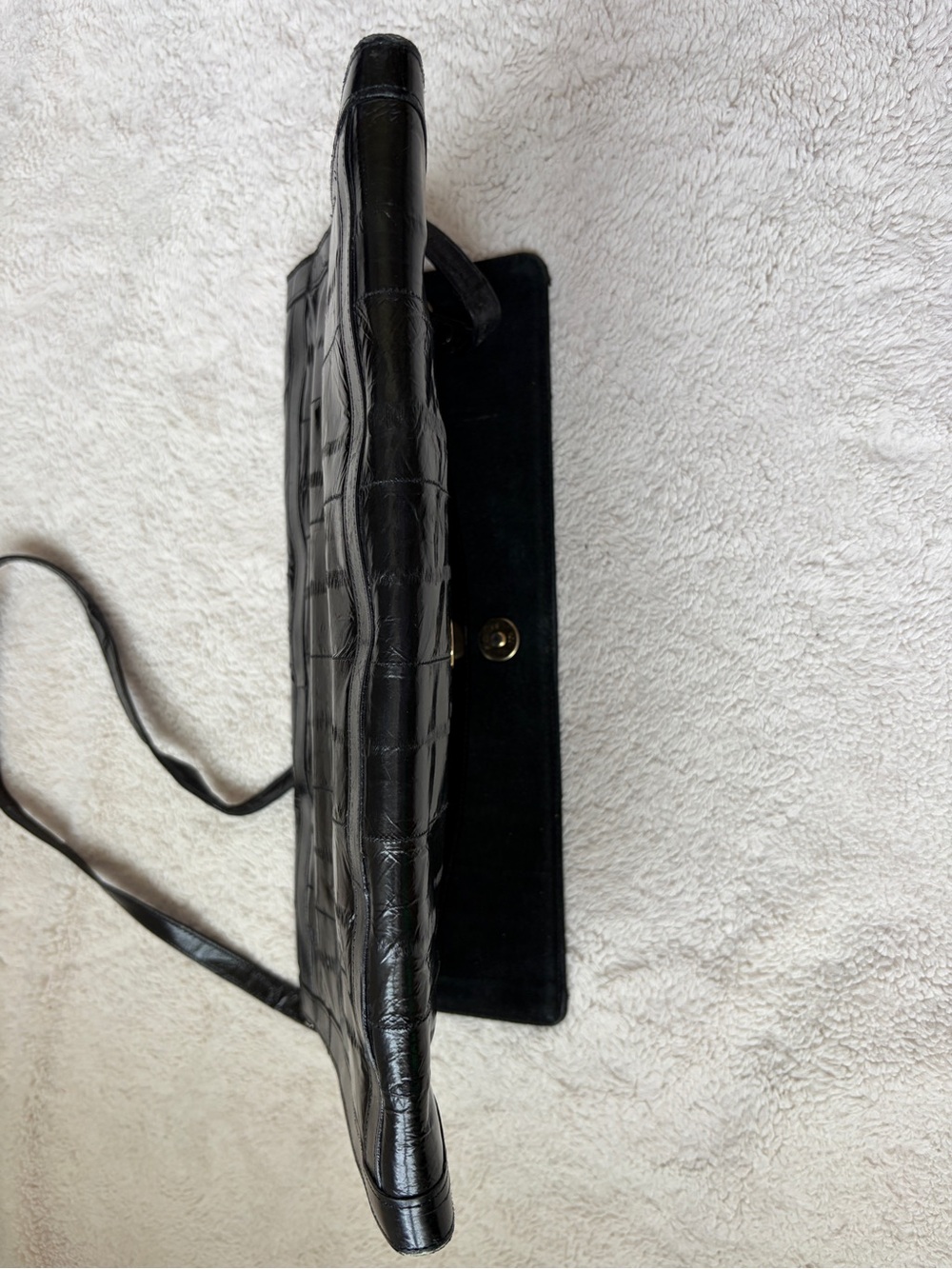 Vintage 70s 80s Black Eel Skin Clutch Purse - Picture 3 of 13